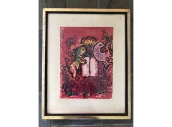A Pair - 1962 Marc Chagall Original Lithographs From Table Of Laws, Jerusalem Windows