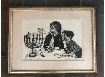 Irving Amen Signed And Numbered In Pencil Woodcut Print - Chanukah 178/200