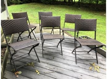 Folding All Weather Wicker Chairs - Set Of 6