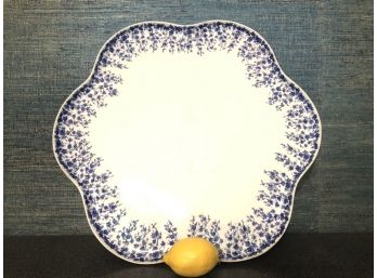 Royal Worcester Blue & White Oversized Vanity Tray With Gold Trim - 19'D LARGE