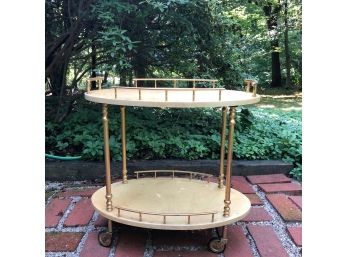 Small Vintage Formica Cart With Gold Trim - Made In Italy