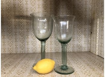 Green Toned Mexican Glass - Goblets & Wine Glasses - 23 Total