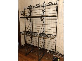 French Bakers Rack - Wrought Iron And Brass - 58x19x80