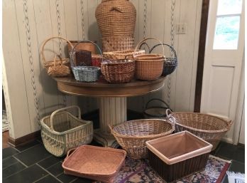 BASKETS! And More Baskets!  Huge Lot Includes Hamper, 2 Laundry Baskets - Large & Small
