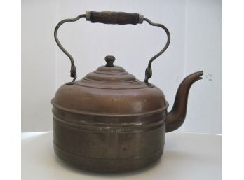 Large Antique Copper Goose Neck  Bale Handle Teapot
