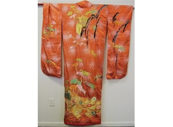 Elaborate Vintage Japanese  Wedding Kimono Robe With Beautiful  Embroidery