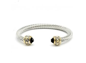 Onyx Twisted Cable Bangle Cuff Bracelet