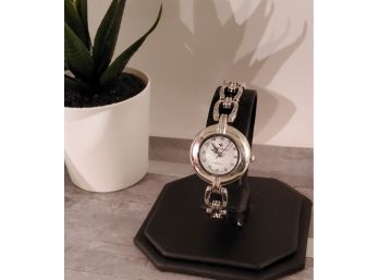 Ladies Silvertone Bell And Rose Watch