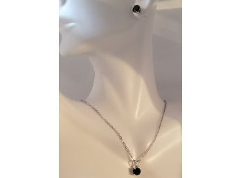 1.80ctw Black Cubic Zirconia CZ Set Of Earrings & Necklace