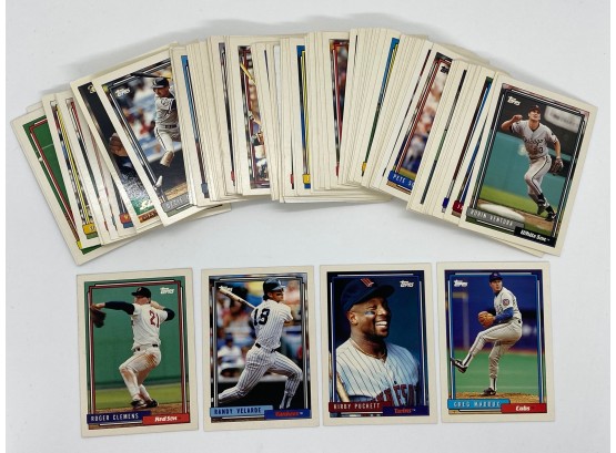 100 Topps Baseball Cards: Roger Clemens, Randy Velarde, Kirby Puckett, Greg Maddux & More