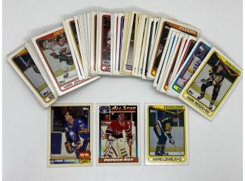 90 Topps Hockey Cards: All Star Patrick Roy, Mario Lemieux, Scoring Leaders Pierre Turgeon & More