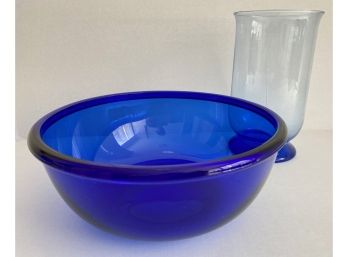 Large Glass Bowl & Hurricane Vase