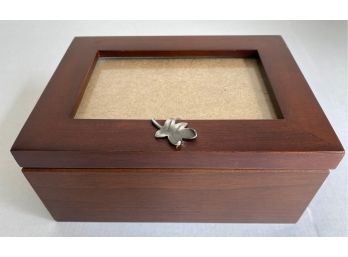 Wood Photo Box With Pewter Leaf