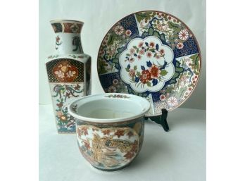 Imari Ware Plate, Vase & Planter, Japan