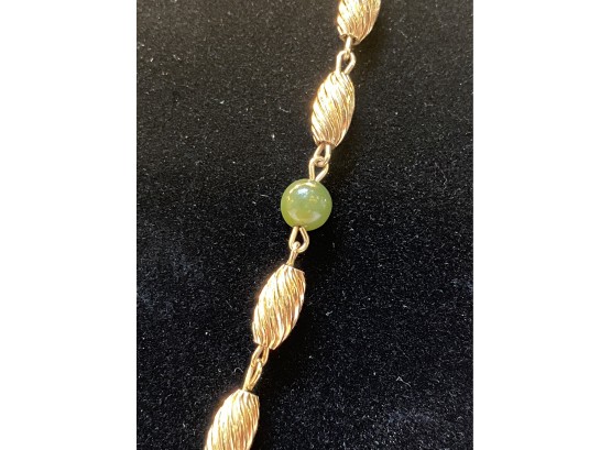 12k Gold Filled And Green Marble Beaded Necklace
