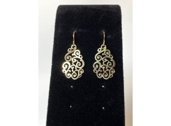 14k Gold Filligree Pattern Earrings