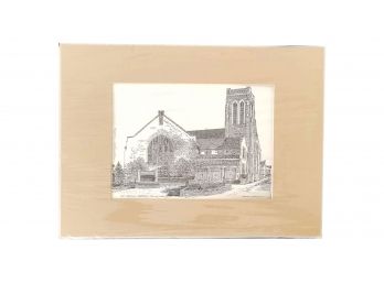 Unframed Mt. Lebanon Methodist Church- Pittsburgh Etching - Artist Signed