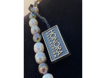 HONORA Multi Color Ringed Baroque Pearls With Sterling Silver Clasp - New In Box With Tag