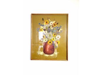 Blossoming Flowers In Vase Framed Needle Point