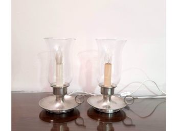 Pair Of Electric Candle Stick Holders In Woodbury Pewter