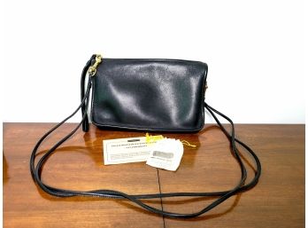 Authentic Vintage Black Leather Coach Cross Body Handbag