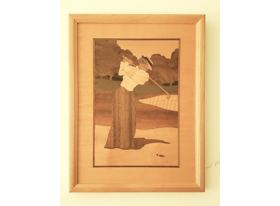 SIGNED Hudson River Inlay 'dressed To The Tee' Wood Art By Nelson, 1997