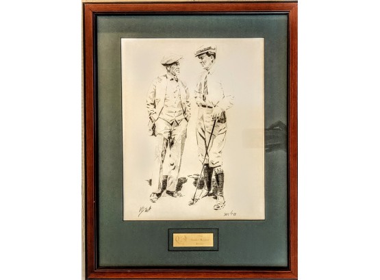 Intricate Pencil Drawing Of Two Golfers Print 305/750 ~20'