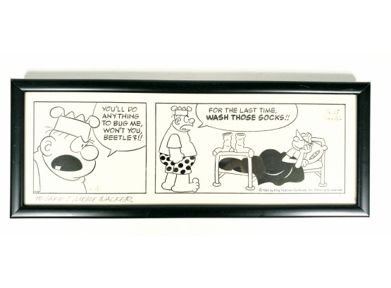 SIGNED Framed Beetle Bailey Comic Strip By Mort Walker