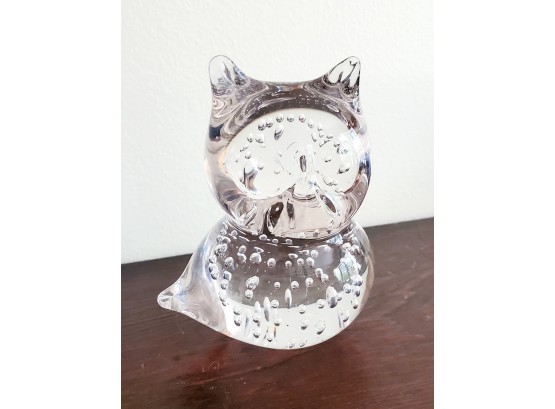 Artisan Hand Made Bubbly Art Glass Owl Figurine