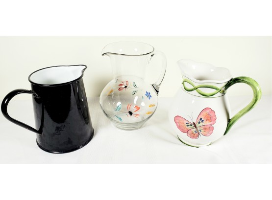 Assorted Porcelain And Glass Pitchers