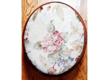 Beautiful Small Oval Stool With Cloth Knit Floral Design