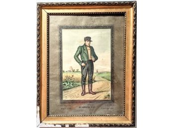 Elegant German Painting A Farmer From Zeeland By F.C. Lund Slight Water Damage And Frame Badly Damaged