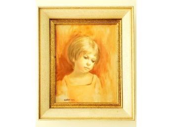 Sad Young Girl Portrait Painting By Gadon, 1792, With Anco Bilt Frame