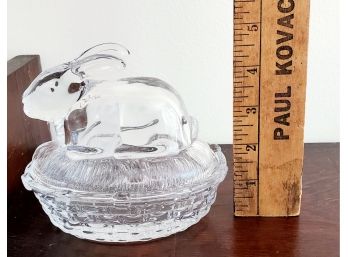 Williams Sonoma Sweet Small Lidded Glass Bunny Rabbit Vanity Box