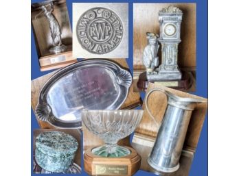 Extensive Impressive Lot ~ Glass Wood Metal Golf Trophies & WPA Platter #2