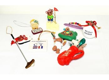 (d) Lot Of Golf Themed Vintage Christmas Ornaments