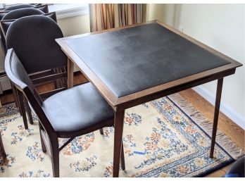 Two Square Antique Folding Tables And 4 Folding Chairs