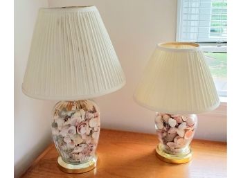 Set Of Two Unique Lamps Will Seashells In Base