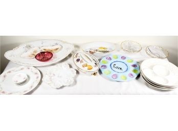 Assorted Porcelain And Glass Platters, From Various Countries, As Shown