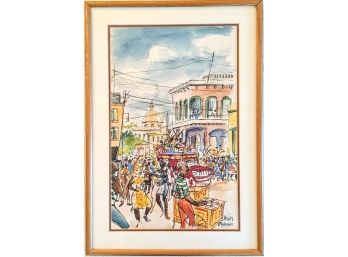 Gorgeous Watercolor Of A Bustling Hatian City By Manloulez ~23'