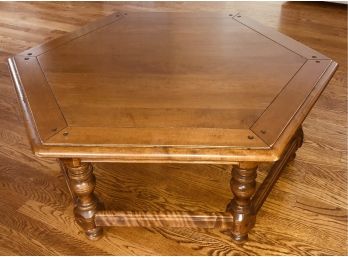 Beautifully Constructed Ethan Allen Wood Hexagon Coffee Table With Turned Legs ~ Built For The Ages