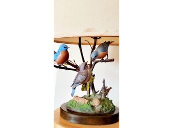 Adorable 'Denniston Birds' Three Birds On Tree Lamp