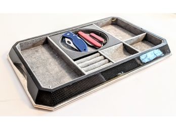 Flocked Frontgate Men's Harberdashery Tray With 3 Flip Knives One Swiss Army And One 5 Star Knife