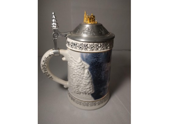 Victorian Christmas Themed Lidded Stein By Longton Crown