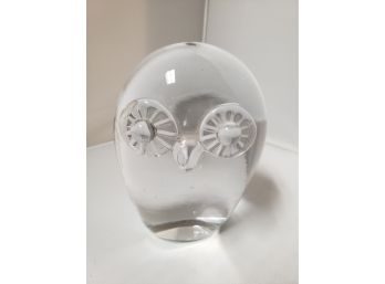 Signed Art Glass Owl Sculpture For Your Owl & Bird Collections & Makes A Great Paperweight!