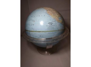 National Geographic Globe 12' Diameter Copyright 1961 W/ Transparent Stand Cold War Era Labelling