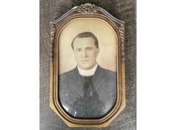 Antique Colored Photograph Portrait Of A Priest -Father Livuney.  Circa 1920s