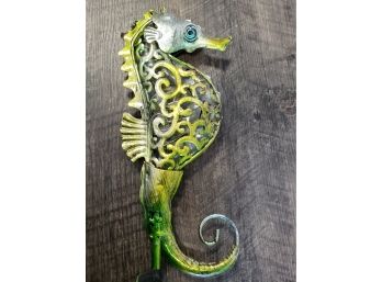 Pretty Solar Seahorse Garden Stake With Glass Marble Eyes