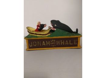 Jonah And The Whale, Cast Iron Mechanical Coin Bank Reproduction.