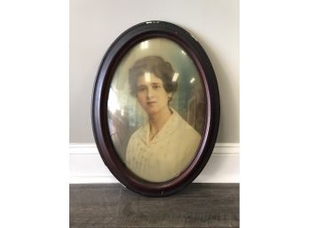 Portrait Of Grandma Dolores Oval Shaped Frame With Bulbous Convex Shaped Glass